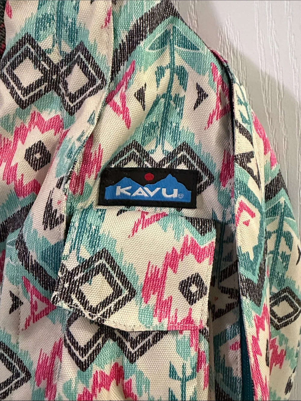 Kavu Teal Pink Aztec Sling Pack